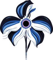 Stylized Blue and White Flower Illustration vector