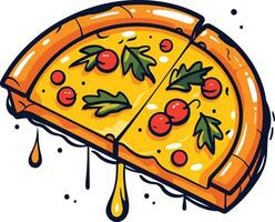 Pizza Slice with Melted Cheese and Tomatoes vector