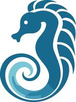 A stylized blue seahorse with a wave design, perfect for logos, branding, and marine themed designs vector