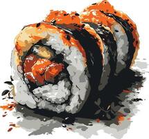 Close Up of a Sushi Roll vector