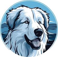 A friendly, cartoon style great pyrenees dog, looking forward with a happy expression vector