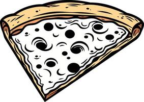 A Single Slice of Pizza with Cheese and Olives vector