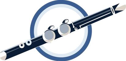 A modern and minimalist logo featuring a flute within a circle, perfect for music schools, orchestras, or flute players vector