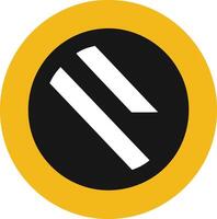 Black Circle with White Double Parallel Lines in a Yellow Ring vector