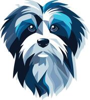 Abstract Portrait of a Dog in Blue and White vector