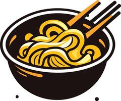 Bowl of Noodles with Chopsticks vector