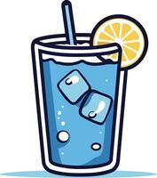 Refreshing Blue Drink with Lemon and Ice vector