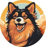 Smiling Dog Portrait with Cloud Background vector