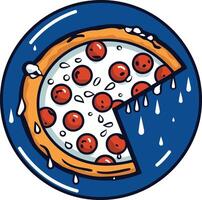 Pizza Slice with Dripping Cheese on a Plate vector
