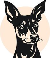 Black and White Portrait of a Miniature Pinscher vector