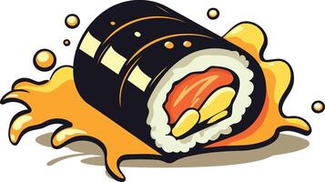 Sushi Roll with Orange Sauce vector