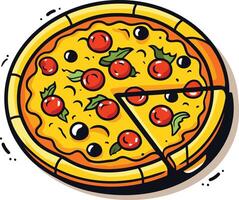 Delicious Pizza with a Slice Missing vector