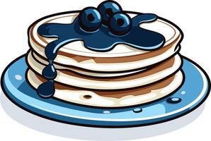 Delicious Stack of Pancakes with Blueberries and Syrup vector
