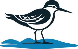 Sandpiper Bird in Coastal Setting vector
