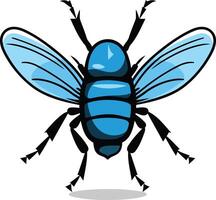 Blue Fly with Wings Spread Open vector