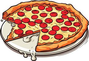 Pepperoni Pizza with a Missing Slice vector
