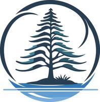 Tree on an Island in a Circular Frame vector