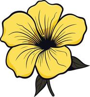 Yellow Flower with Green Leaves vector