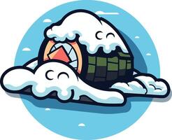 Sushi Roll Covered in Snow vector