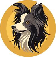 Black and White Dog with Yellow Background vector