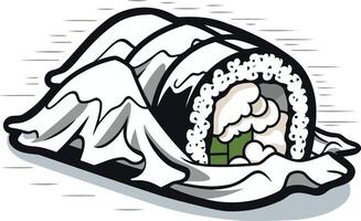 Sushi Roll in White Paper vector