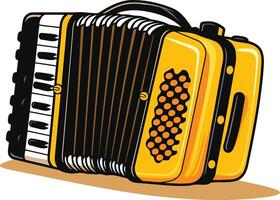 Yellow Accordion with Black Keys vector