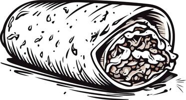 Hand Drawn Illustration of a Burrito vector