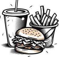 Burger, Fries, and a Drink A Classic Combo vector