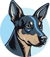 Portrait of a Black and Tan Miniature Pinscher vector