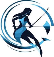 Silhouette of a Woman with a Trident in a Whirlpool vector