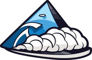 Blue Pyramid Emerging from Clouds vector