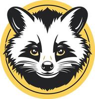 Smiling Raccoon in a Yellow Circle vector