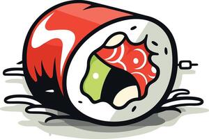 Cartoon Sushi Roll with an Open Bite vector