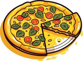 Cartoon Pizza with a Missing Slice vector