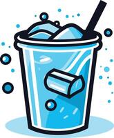 Refreshing Blue Drink with Ice Cube vector