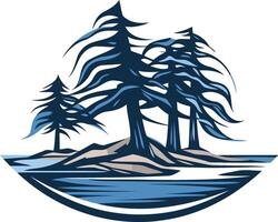Three Tall Trees on a Small Island vector