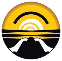 Abstract Sunset Illustration with Mountains vector
