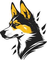 Husky Dog Portrait with a Black and Yellow Design vector