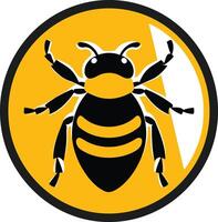 Bee Icon in a Circle with Yellow Background vector