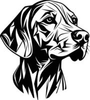 A striking black and white illustration of a dog's head, perfect for use in tattoo designs, logo creation, or as a graphic element for pet-related projects vector