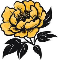 Yellow Peony with Black Leaves vector