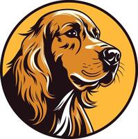 Golden Retriever Portrait in a Circular Frame vector