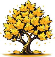 Autumn Maple Tree with Falling Leaves vector