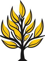 Stylized Illustration of a Yellow Tree vector
