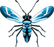 Blue Insect with Patterned Wings vector