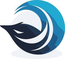 Abstract Blue and Black Design with a Feather Motif vector