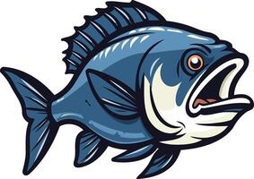 Cartoon Illustration of a Blue Fish with Open Mouth vector