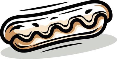Eclair Illustration with Chocolate Icing vector