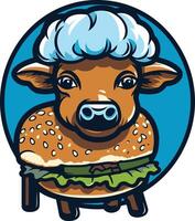 Burger Cow Cartoon Character vector