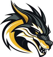 Aggressive Wolf Mascot with Yellow and Black Fur vector